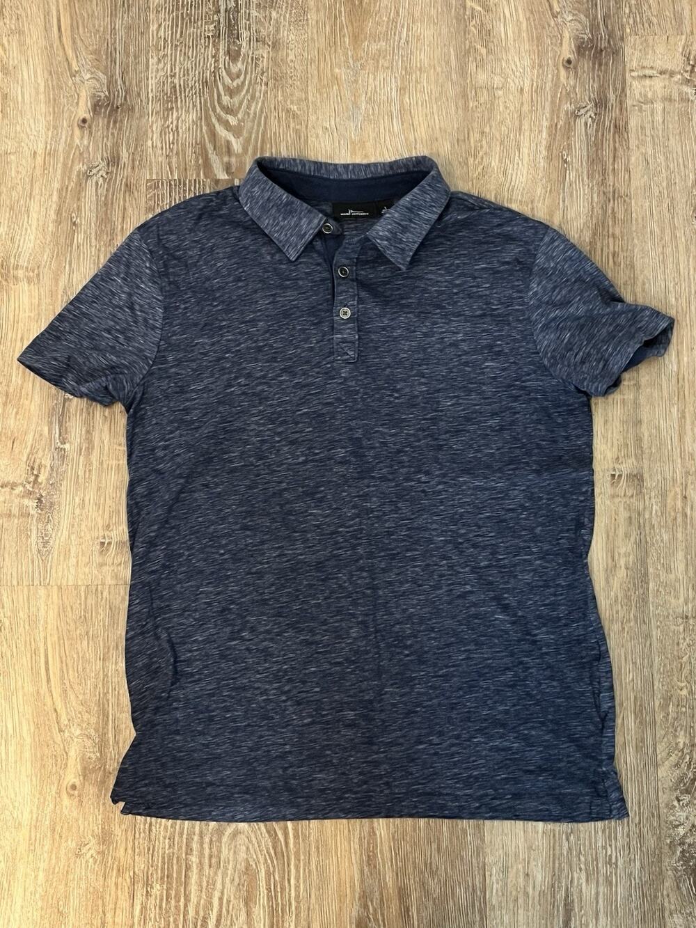 Marc Anthony Men’s Heather Blue Performance Polo Shirt Size L Short Sleeve